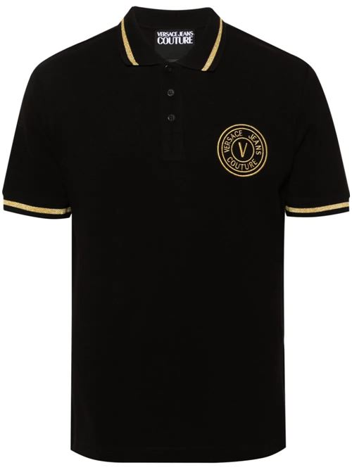 Polo nera con dettaglio Versace Jeans | 76GAGT02CJ01TG89